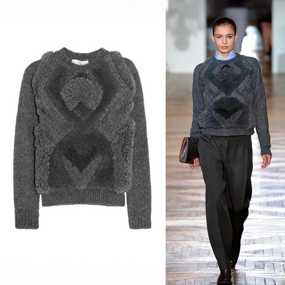 Stella McCartney Plush Alpaca Blend Pullover Sweater FW12 Grey IT 38 US 2 NWT